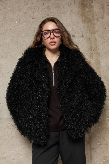 Black ECO llama fur coat